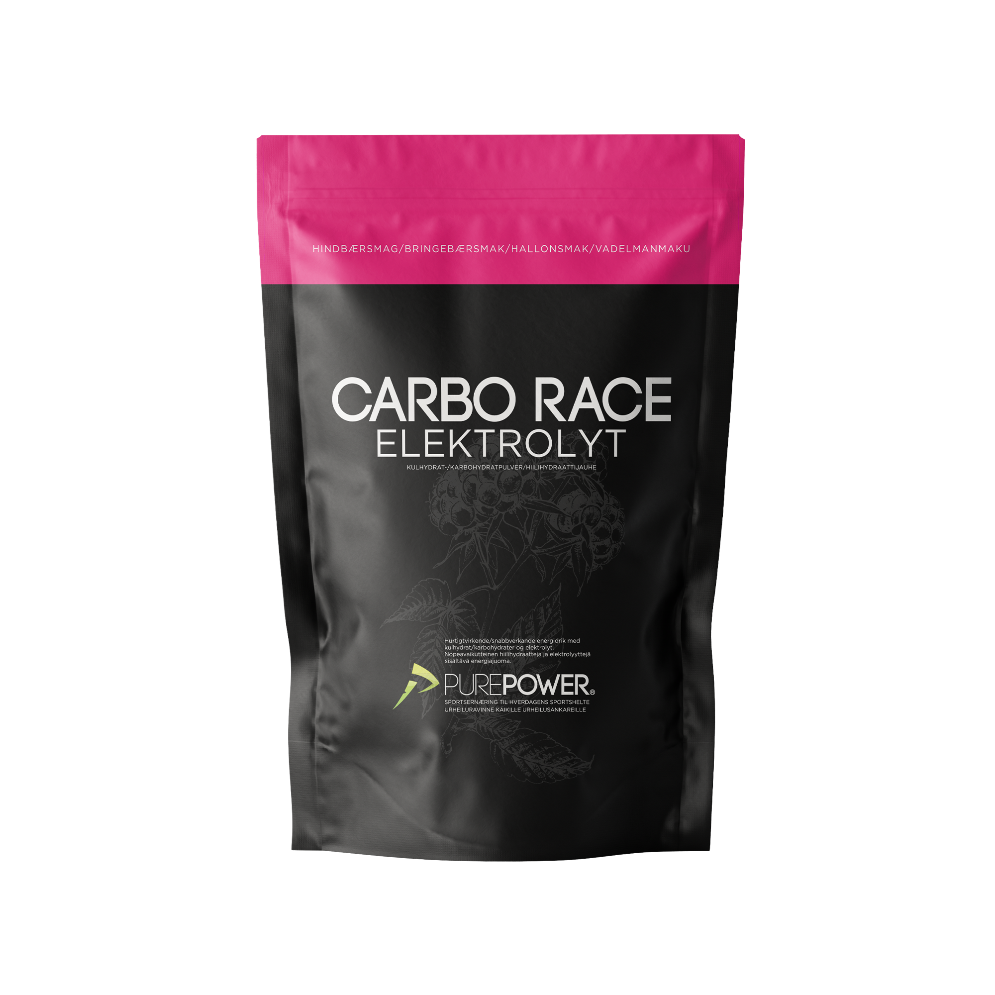 PurePower Carbo Race Elektrolyt Hindbær 1 kg