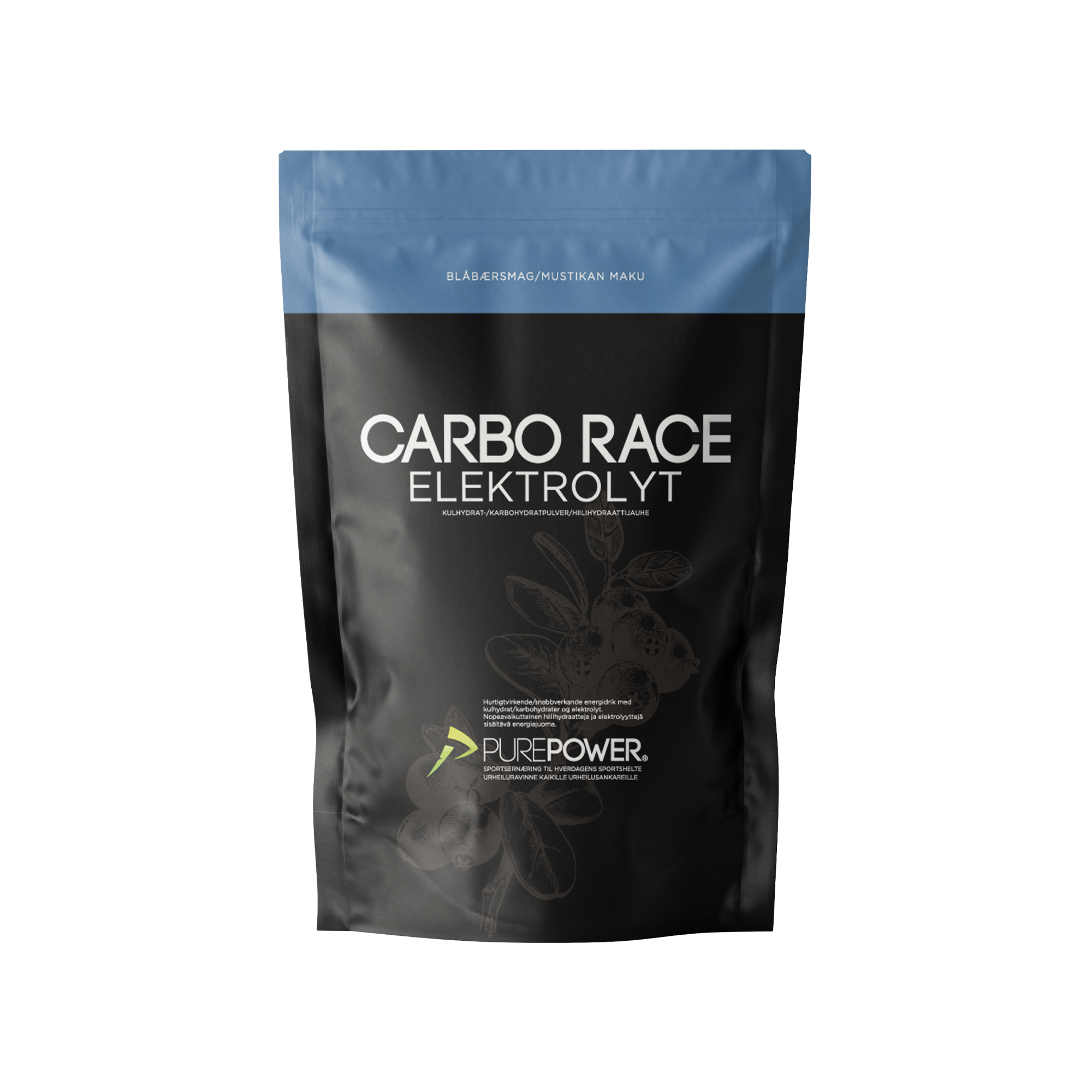 PurePower Carbo Race Elektrolyt Blåbær 1 kg