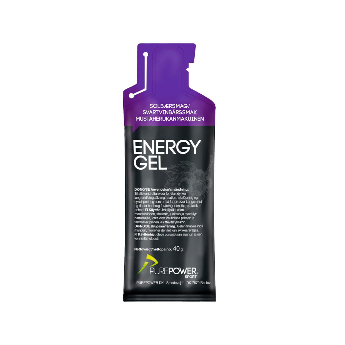 Energy Gel Solbær 40 g Energi Gel PurePower